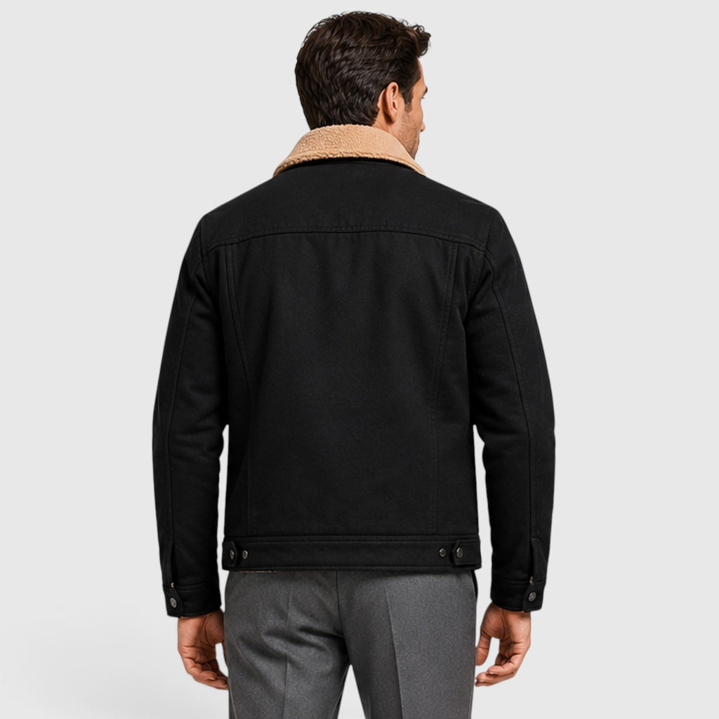 Monvaline | Men's Borg Collar Jacket – Warm Lined Casual Jacket