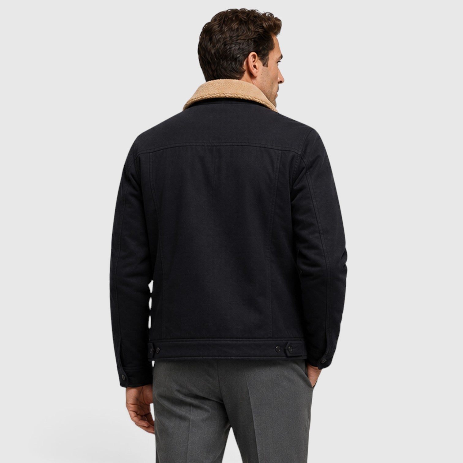 Monvaline | Men's Borg Collar Jacket – Warm Lined Casual Jacket