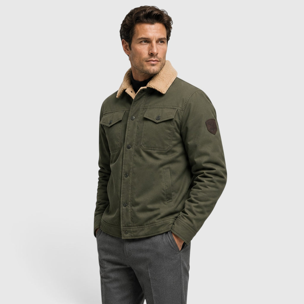 Monvaline | Men's Borg Collar Jacket – Warm Lined Casual Jacket