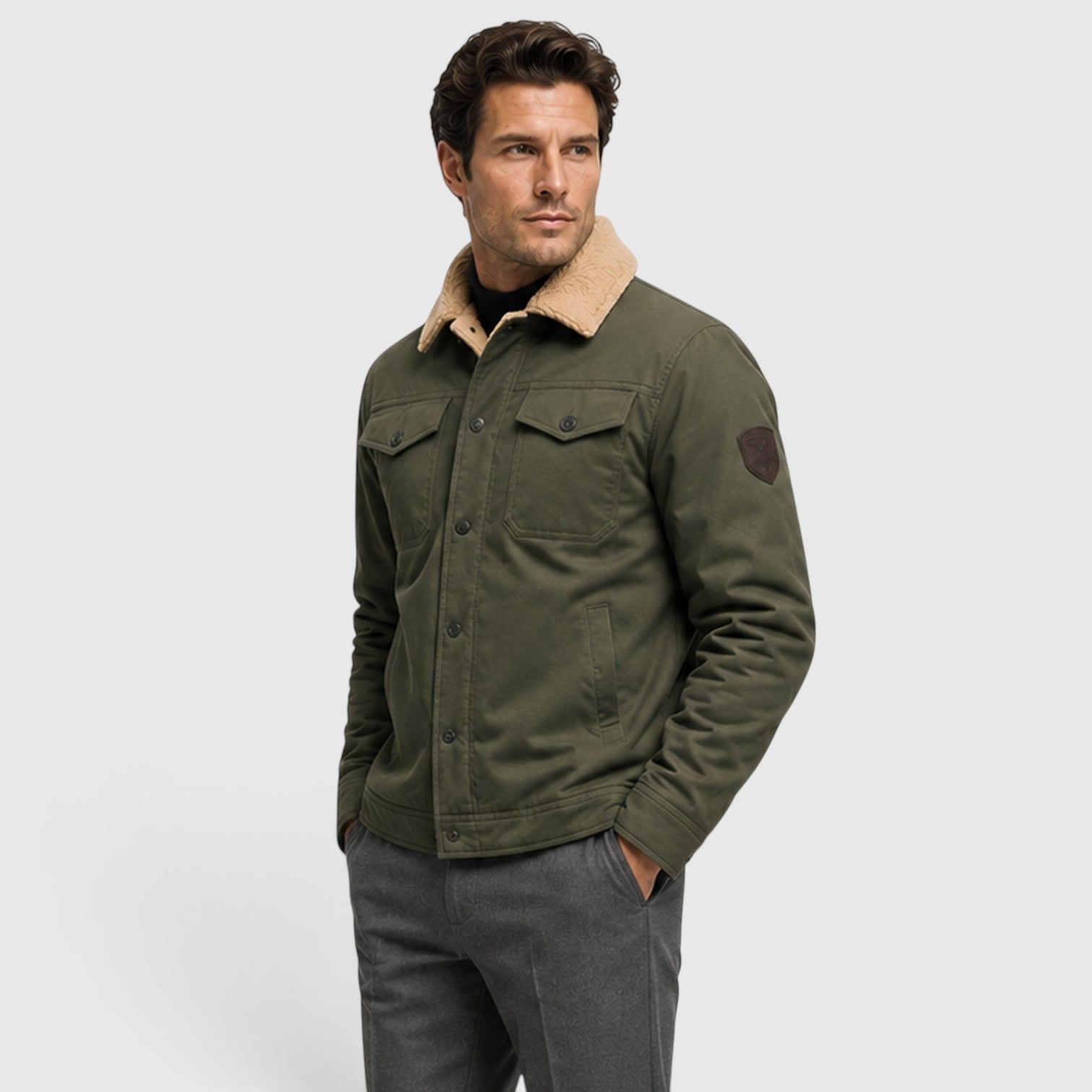 Monvaline | Men's Borg Collar Jacket – Warm Lined Casual Jacket
