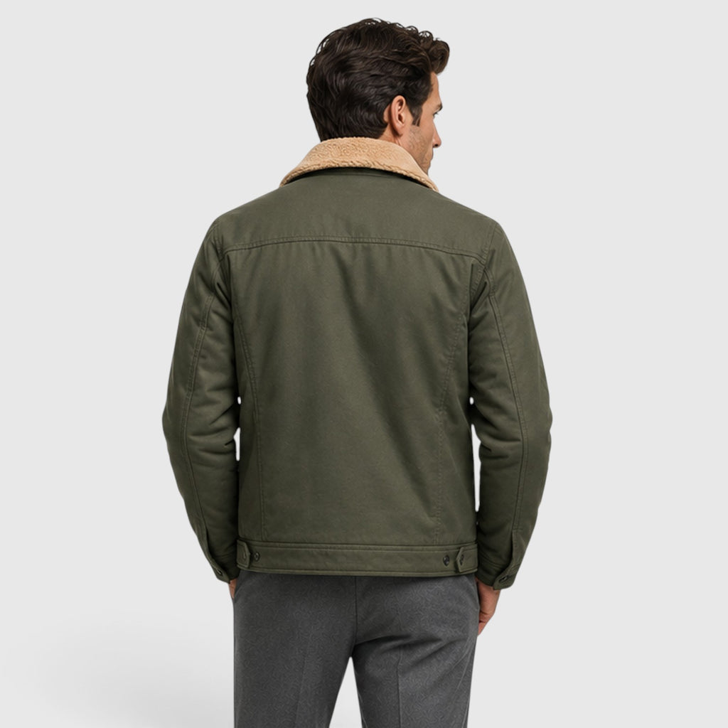 Monvaline | Men's Borg Collar Jacket – Warm Lined Casual Jacket