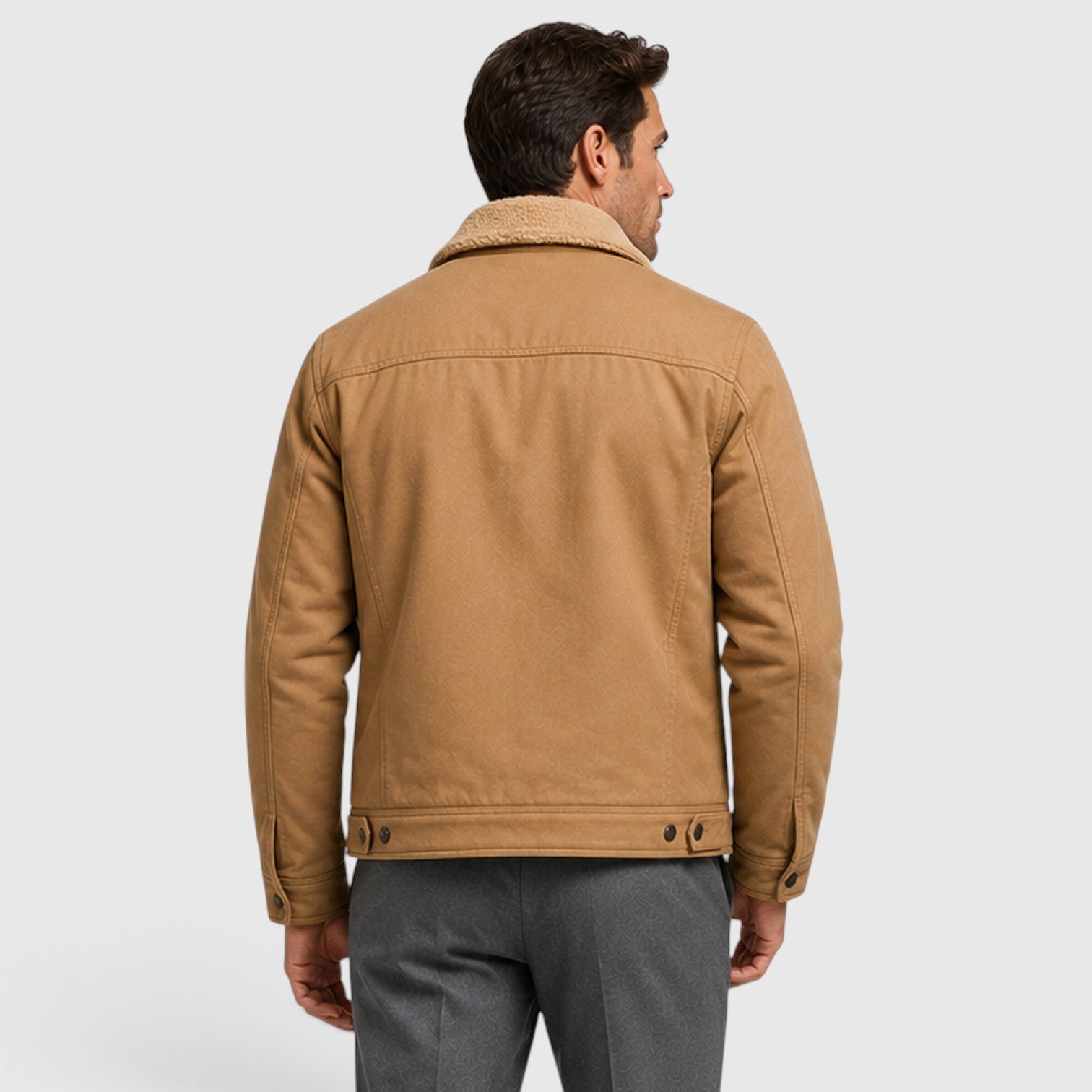 Monvaline | Men's Borg Collar Jacket – Warm Lined Casual Jacket