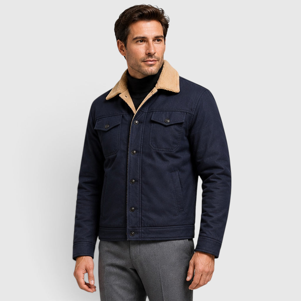 Monvaline | Men's Borg Collar Jacket – Warm Lined Casual Jacket