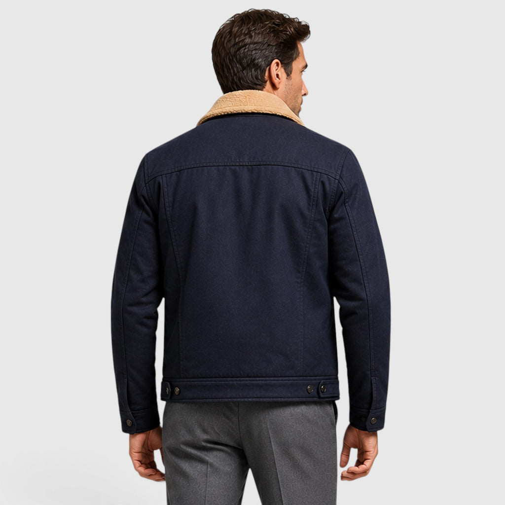 Monvaline | Men's Borg Collar Jacket – Warm Lined Casual Jacket
