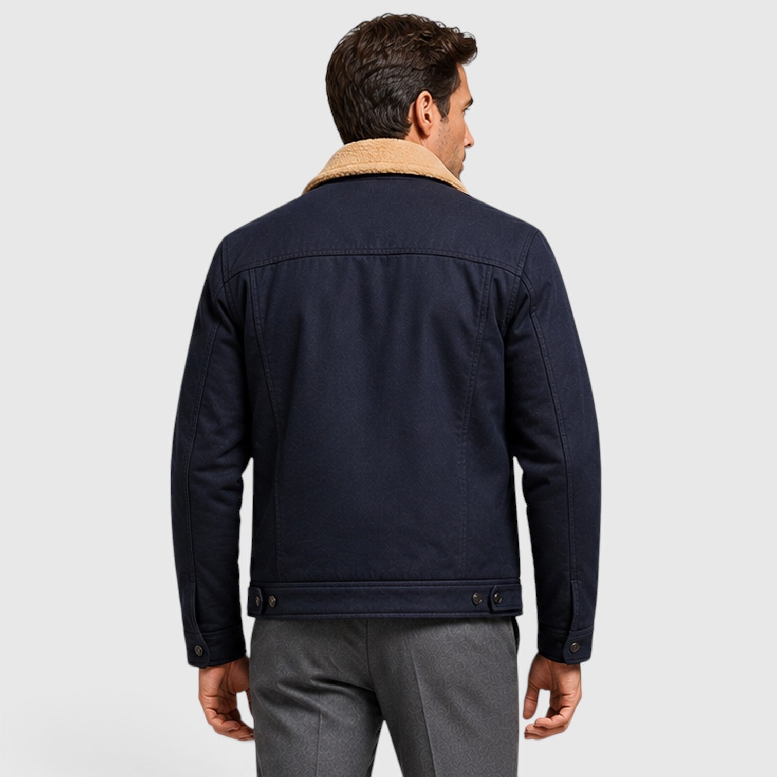 Monvaline | Men's Borg Collar Jacket – Warm Lined Casual Jacket