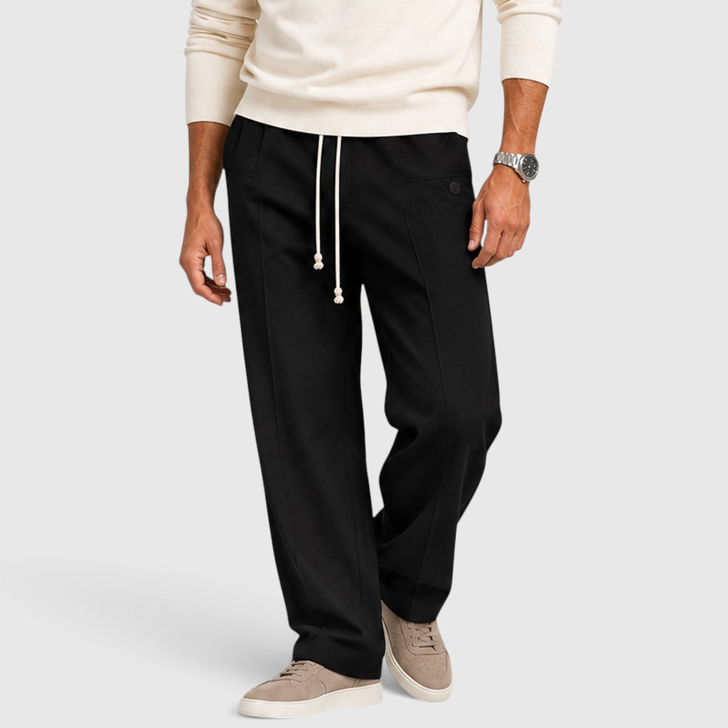 Monvaline | Men’s Wide Leg Drawstring Trousers – Relaxed Fit