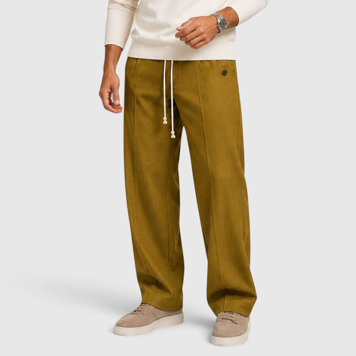 Monvaline | Men’s Wide Leg Drawstring Trousers – Relaxed Fit
