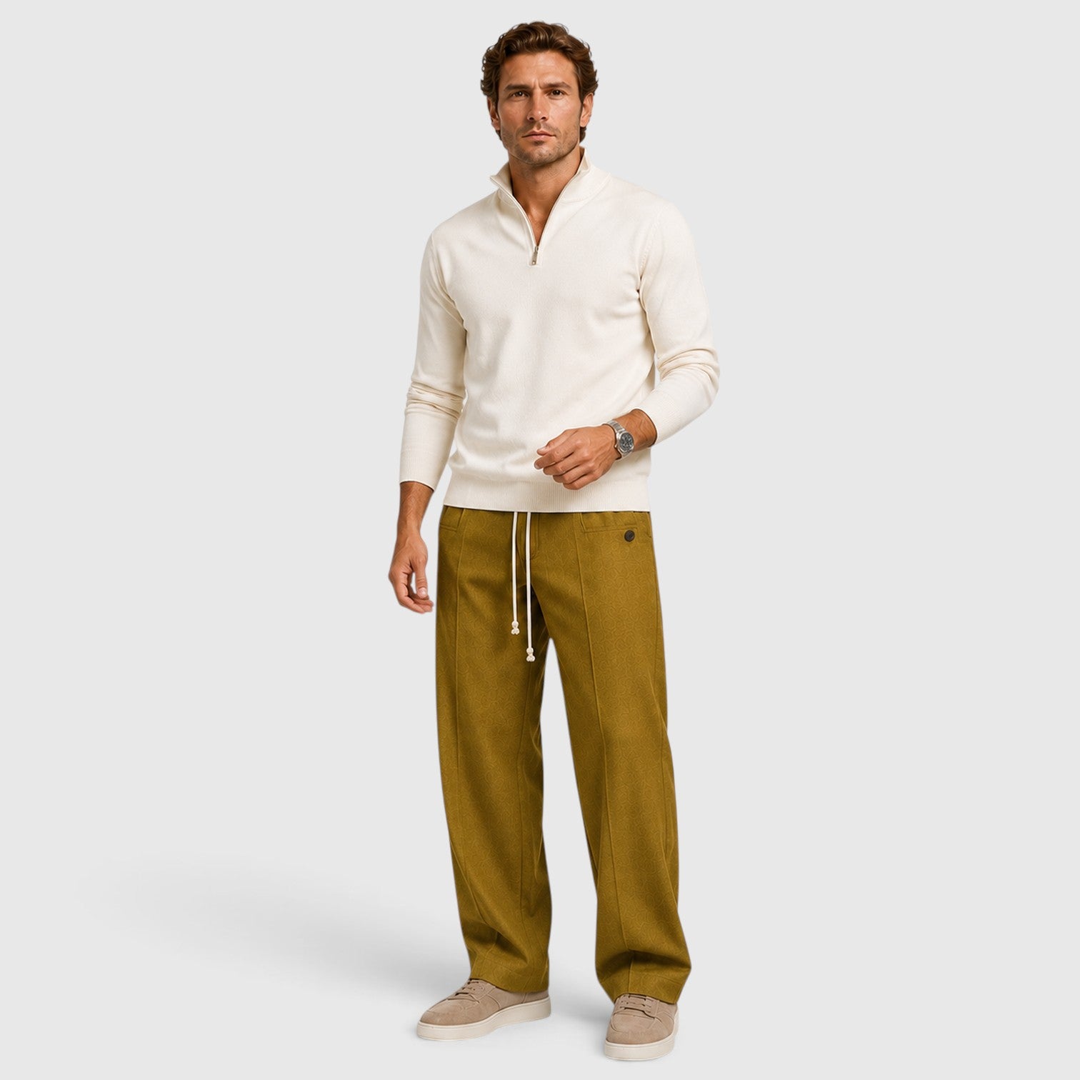 Monvaline | Men’s Wide Leg Drawstring Trousers – Relaxed Fit