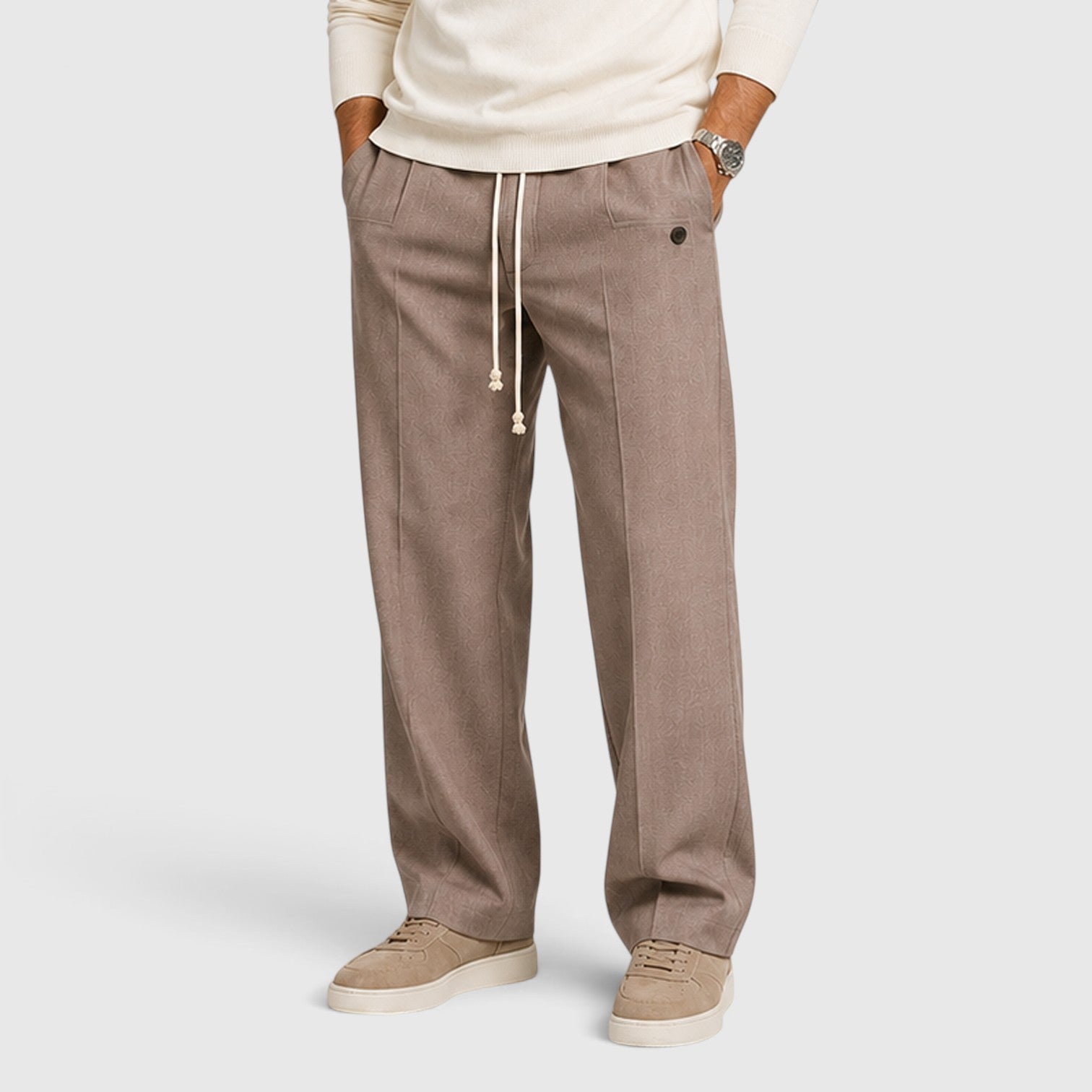 Monvaline | Men’s Wide Leg Drawstring Trousers – Relaxed Fit