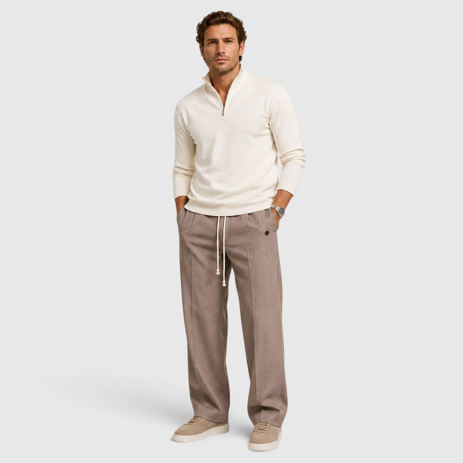 Monvaline | Men’s Wide Leg Drawstring Trousers – Relaxed Fit