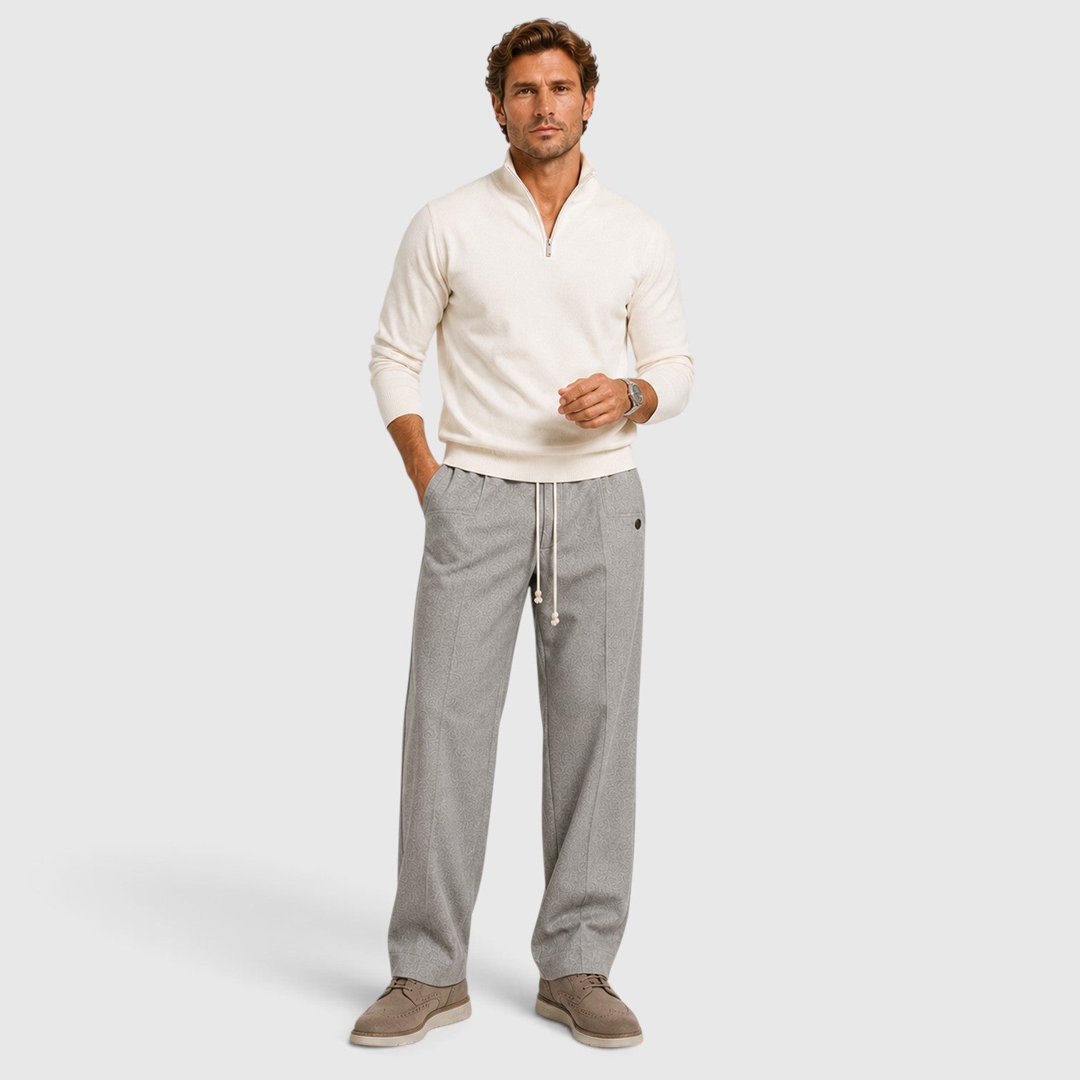 Monvaline | Men’s Wide Leg Drawstring Trousers – Relaxed Fit