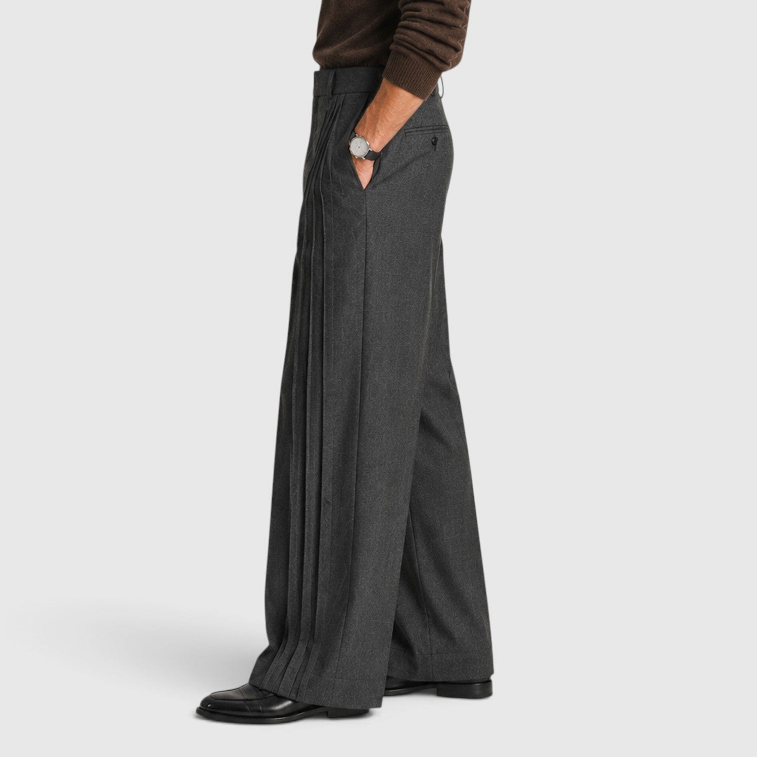 Monvaline | Men’s Wide-Leg Pleated Trousers – Tailored Fit