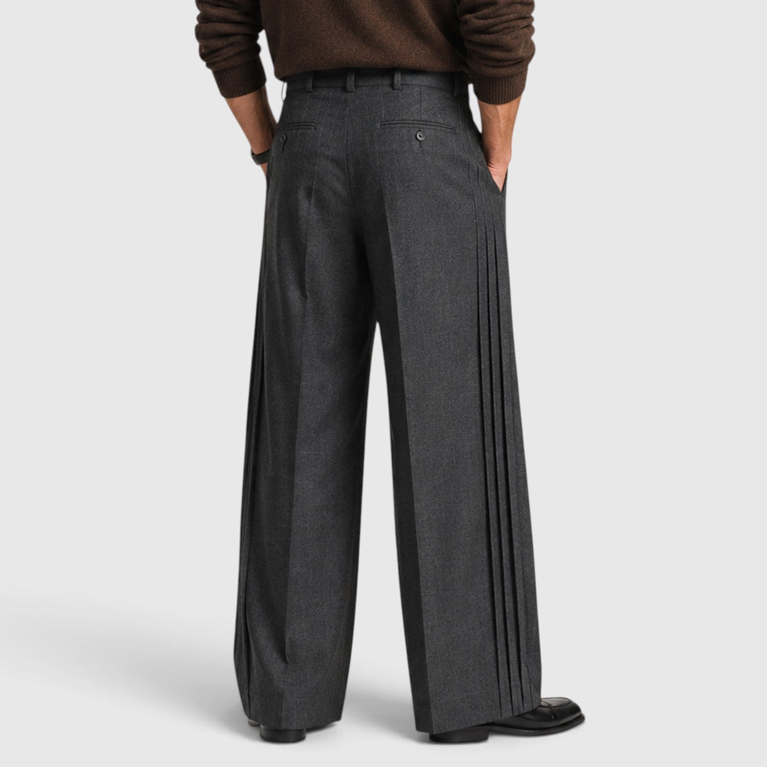 Monvaline | Men’s Wide-Leg Pleated Trousers – Tailored Fit