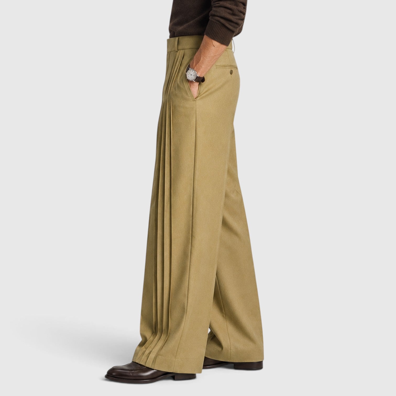 Monvaline | Men’s Wide-Leg Pleated Trousers – Tailored Fit