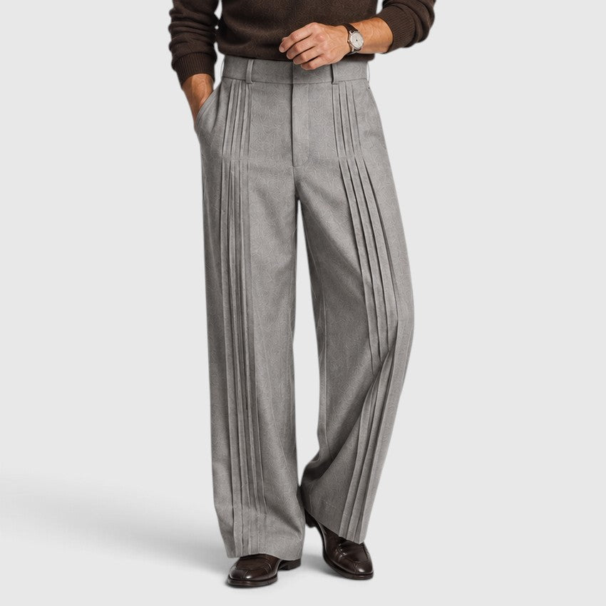 Monvaline | Men’s Wide-Leg Pleated Trousers – Tailored Fit