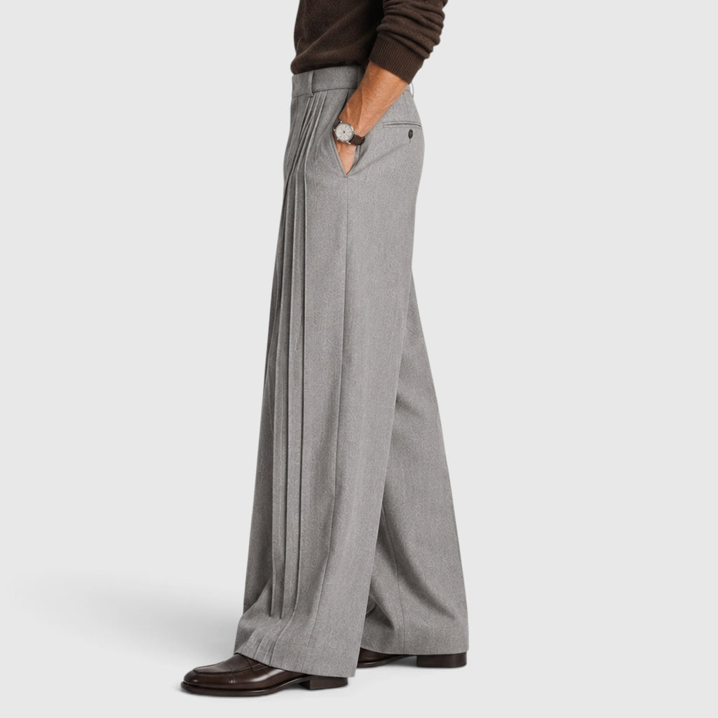 Monvaline | Men’s Wide-Leg Pleated Trousers – Tailored Fit