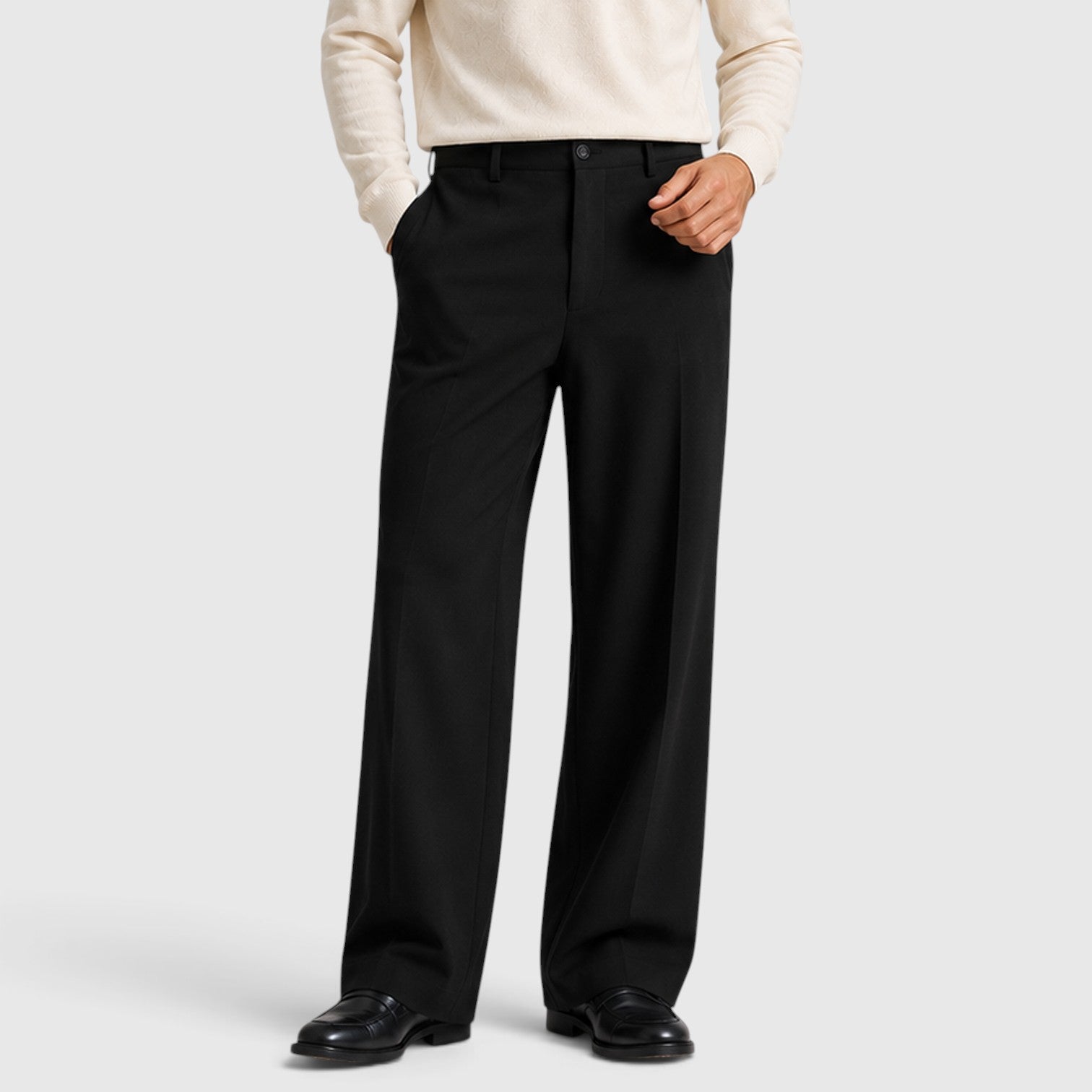 Monvaline | Men’s Wide Leg Trousers with Elastic Waistband for Comfort