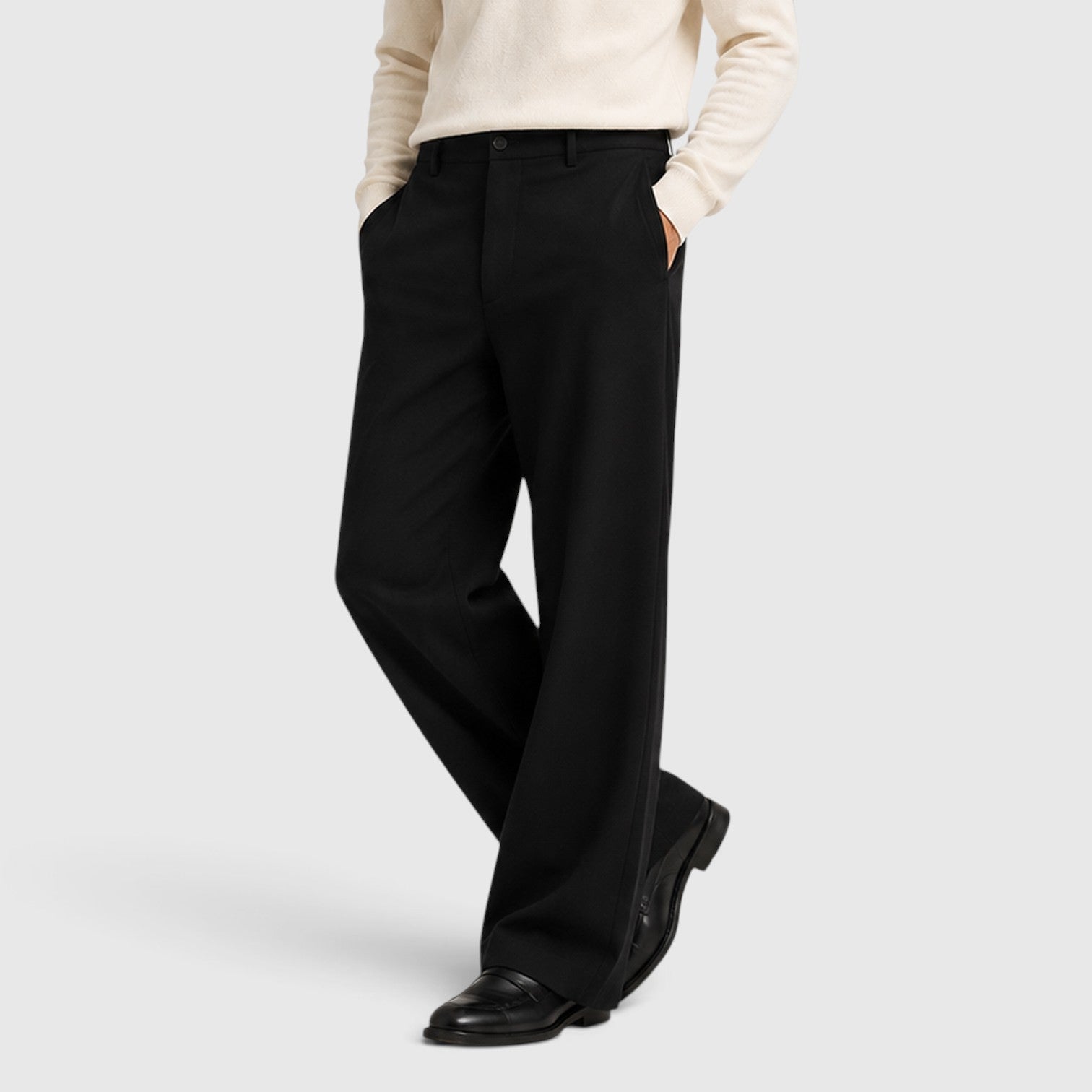 Monvaline | Men’s Wide Leg Trousers with Elastic Waistband for Comfort