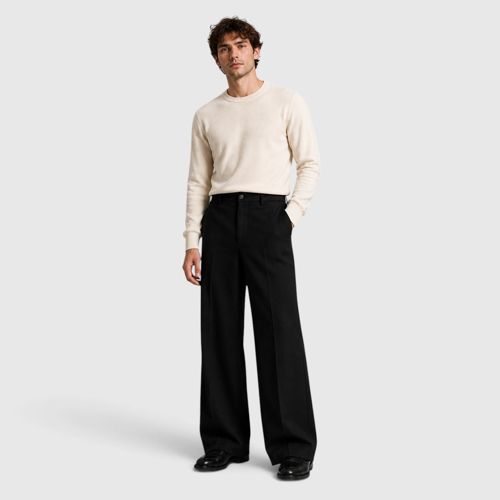 Monvaline | Men’s Wide Leg Trousers with Elastic Waistband for Comfort