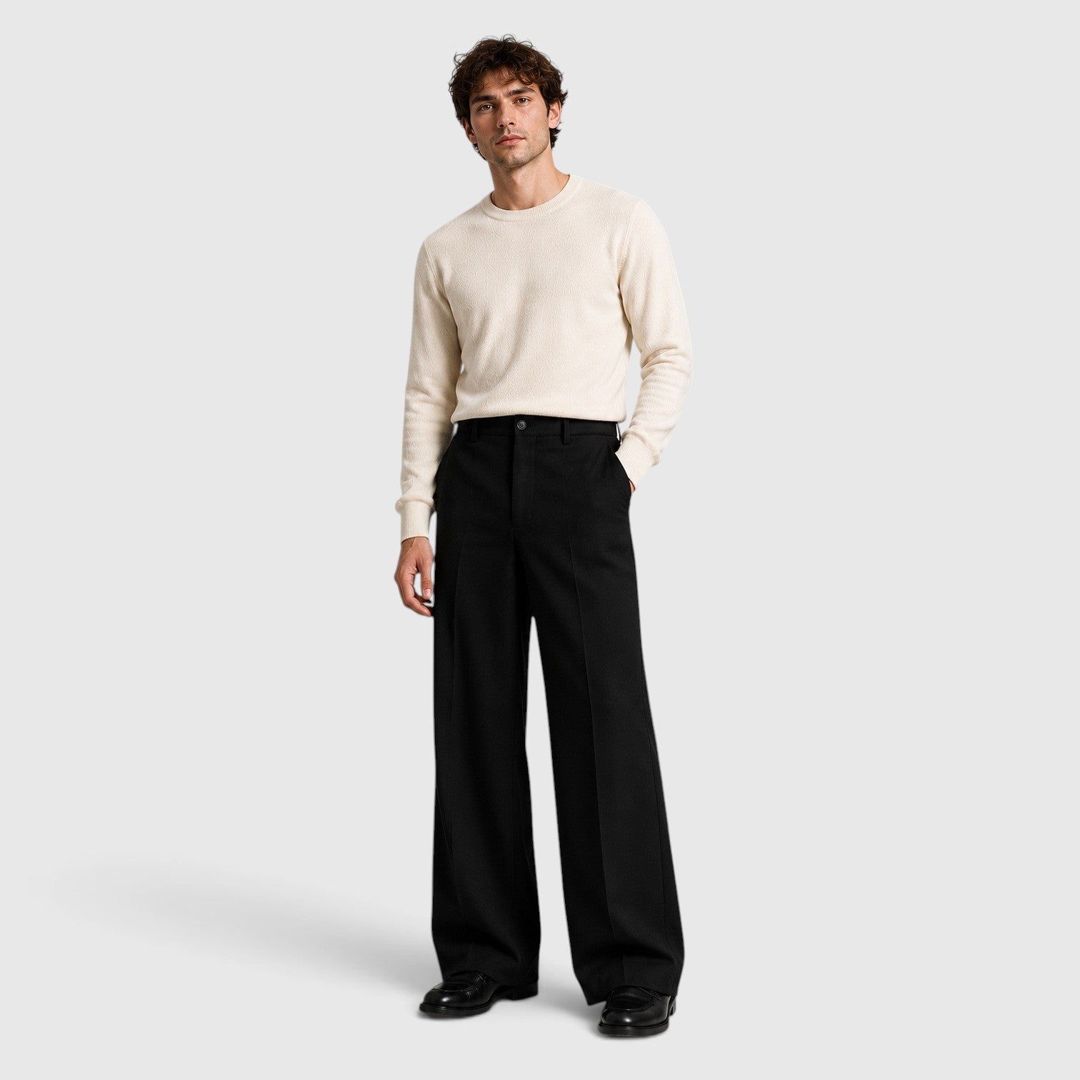 Monvaline | Men’s Wide Leg Trousers with Elastic Waistband for Comfort