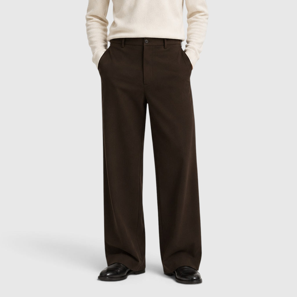 Monvaline | Men’s Wide Leg Trousers with Elastic Waistband for Comfort