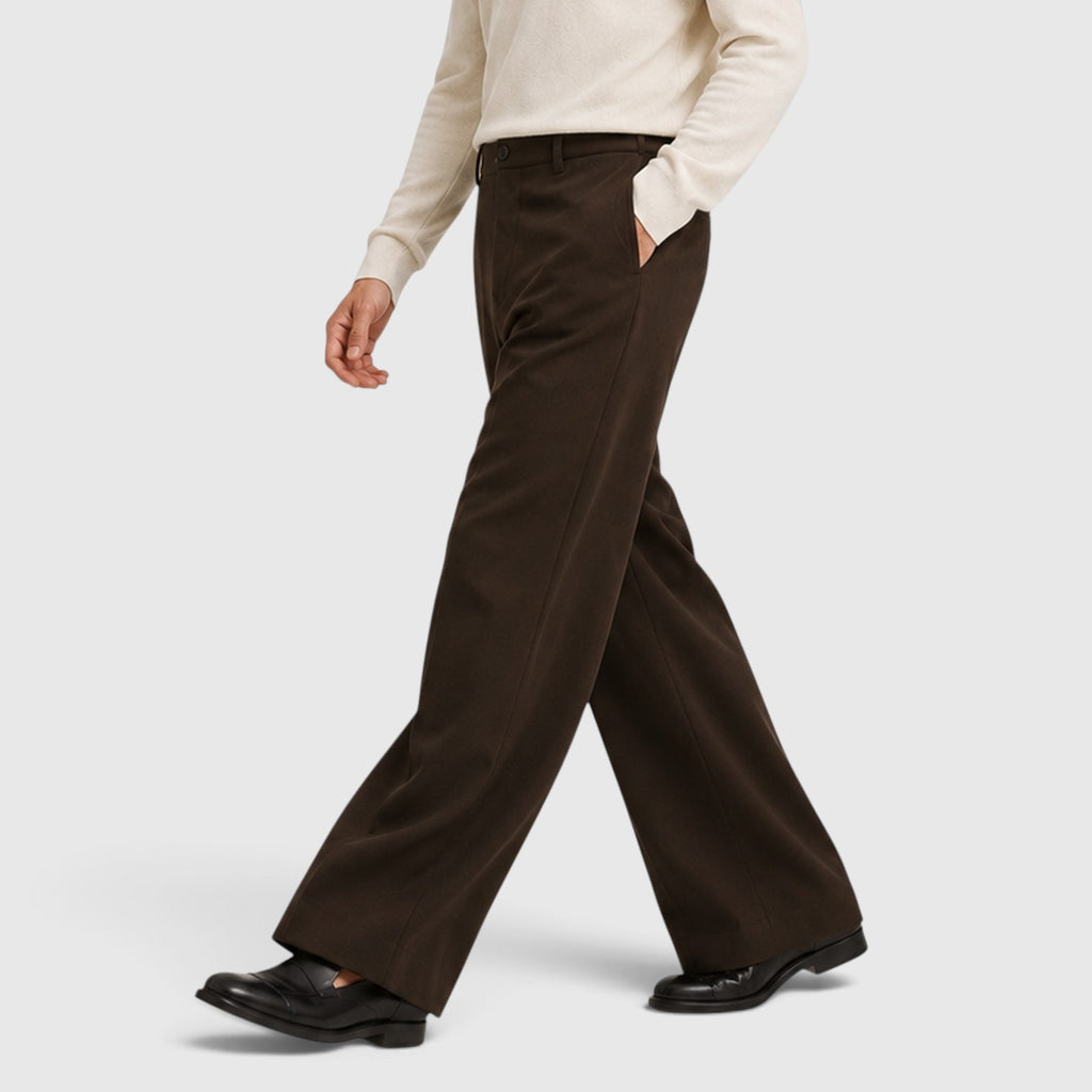 Monvaline | Men’s Wide Leg Trousers with Elastic Waistband for Comfort