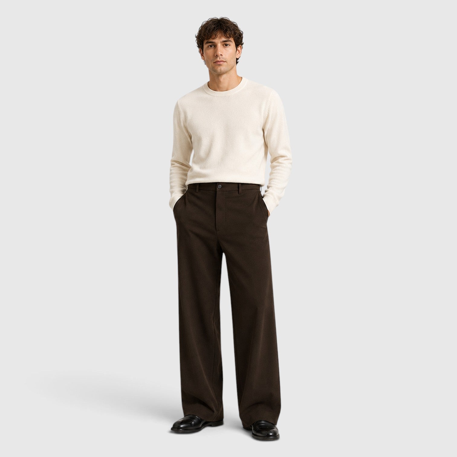 Monvaline | Men’s Wide Leg Trousers with Elastic Waistband for Comfort