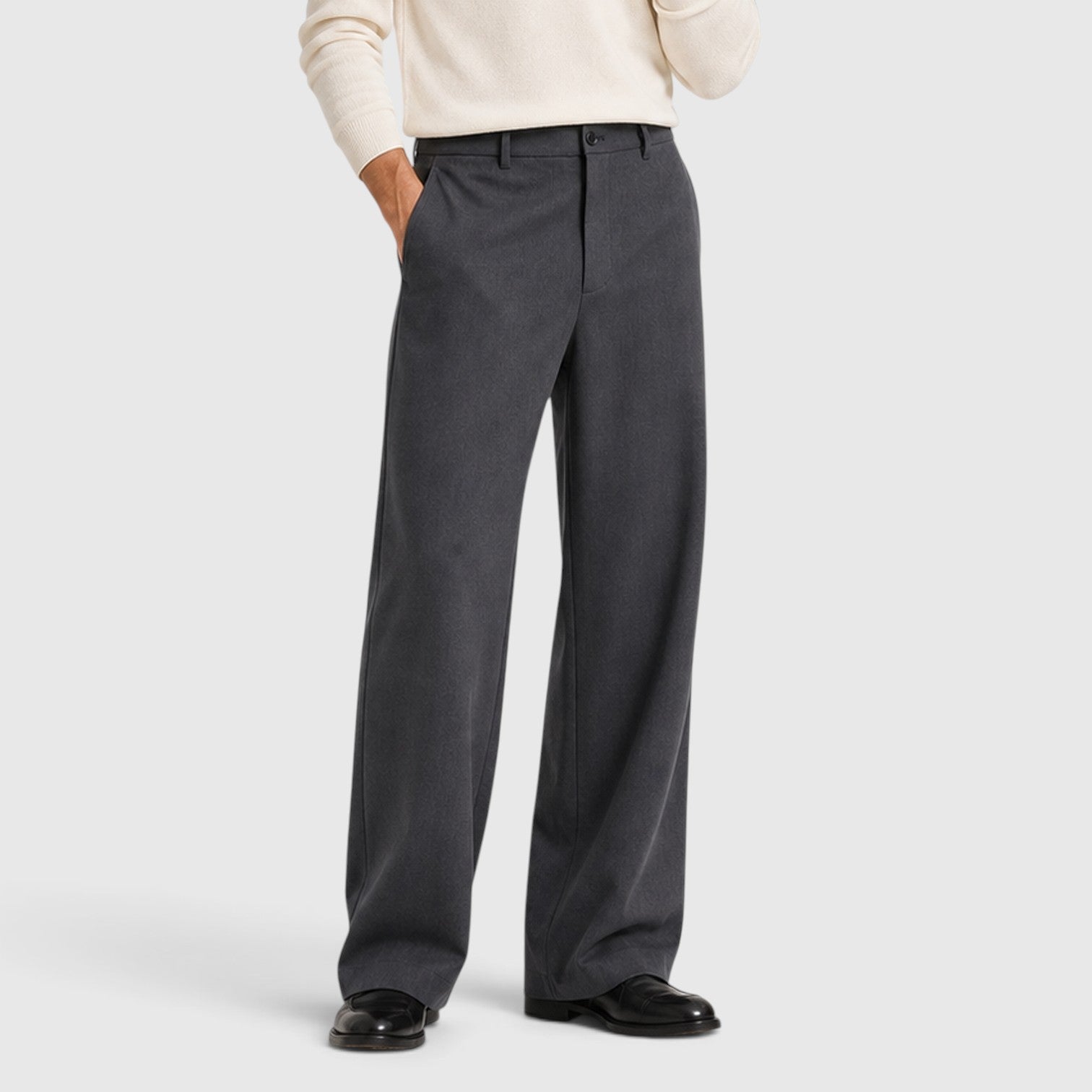 Monvaline | Men’s Wide Leg Trousers with Elastic Waistband for Comfort