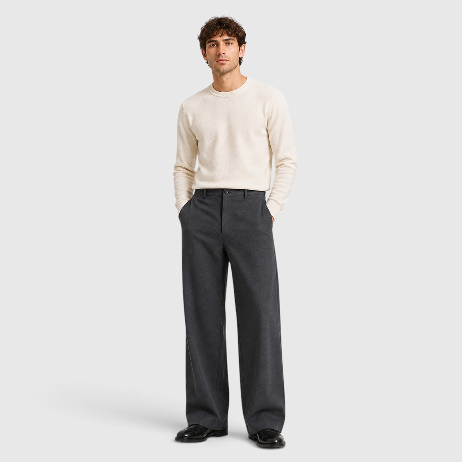 Monvaline | Men’s Wide Leg Trousers with Elastic Waistband for Comfort