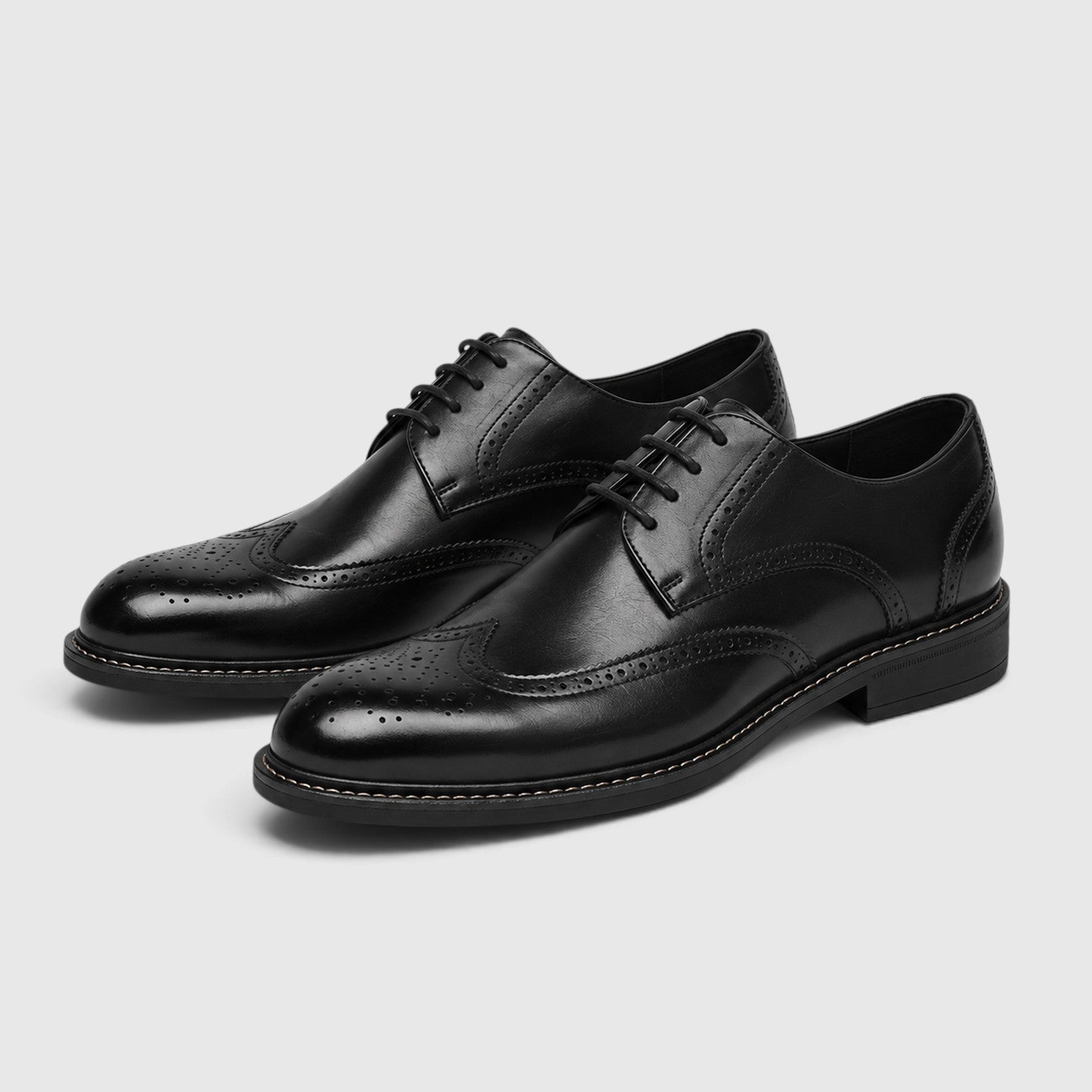 Monvaline | Men’s Wingtip Leather Brogue Shoes with Slip-Resistant Sole