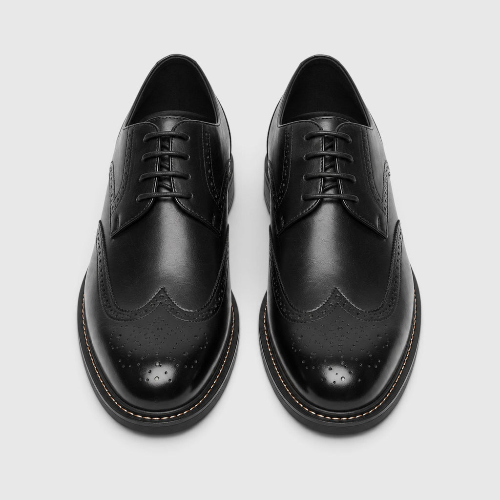Monvaline | Men’s Wingtip Leather Brogue Shoes with Slip-Resistant Sole