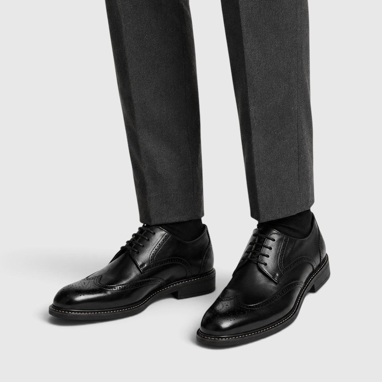 Monvaline | Men’s Wingtip Leather Brogue Shoes with Slip-Resistant Sole
