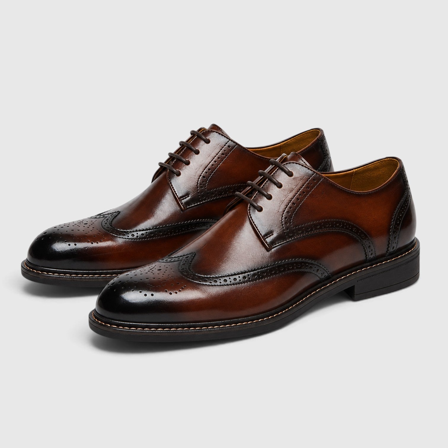 Monvaline | Men’s Wingtip Leather Brogue Shoes with Slip-Resistant Sole