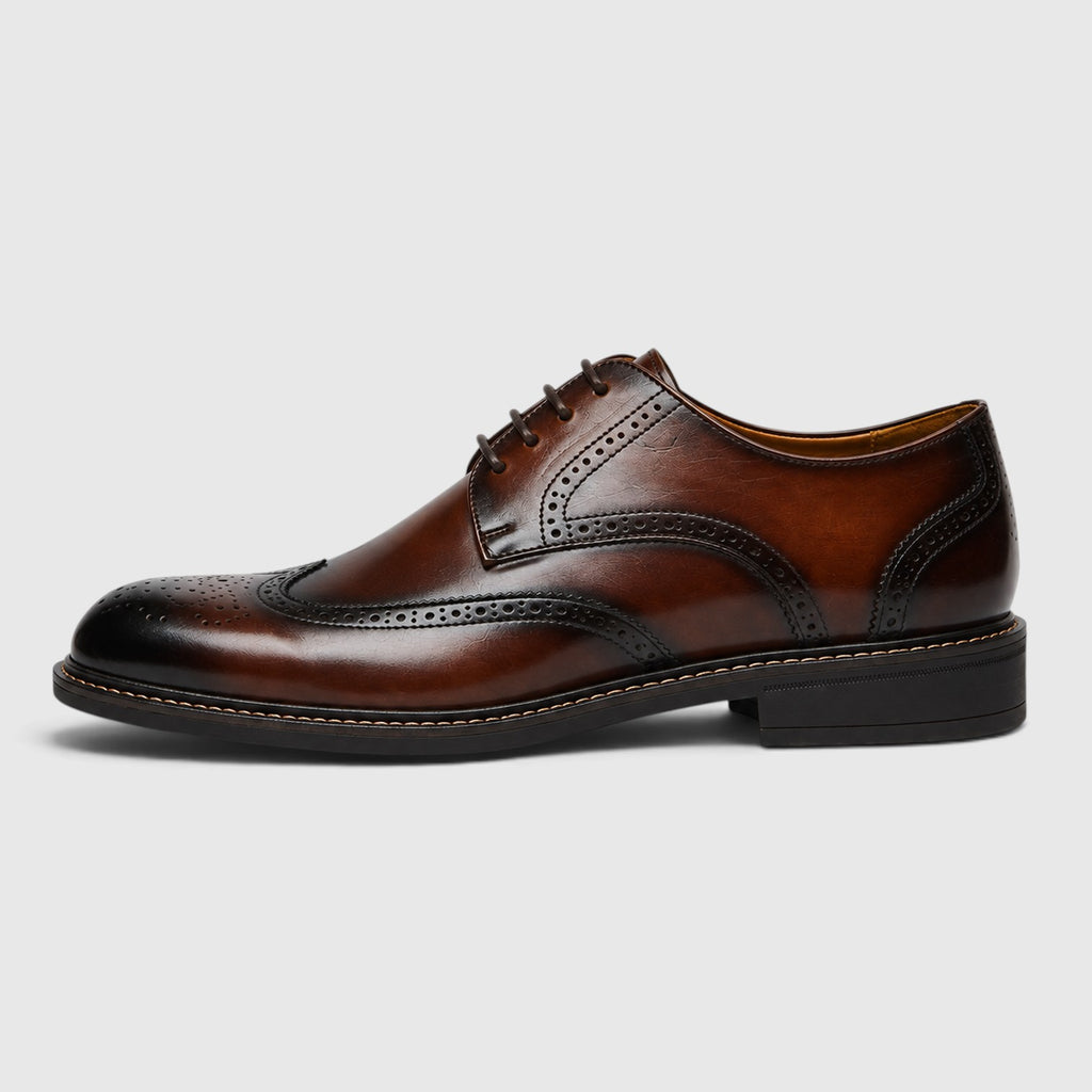Monvaline | Men’s Wingtip Leather Brogue Shoes with Slip-Resistant Sole
