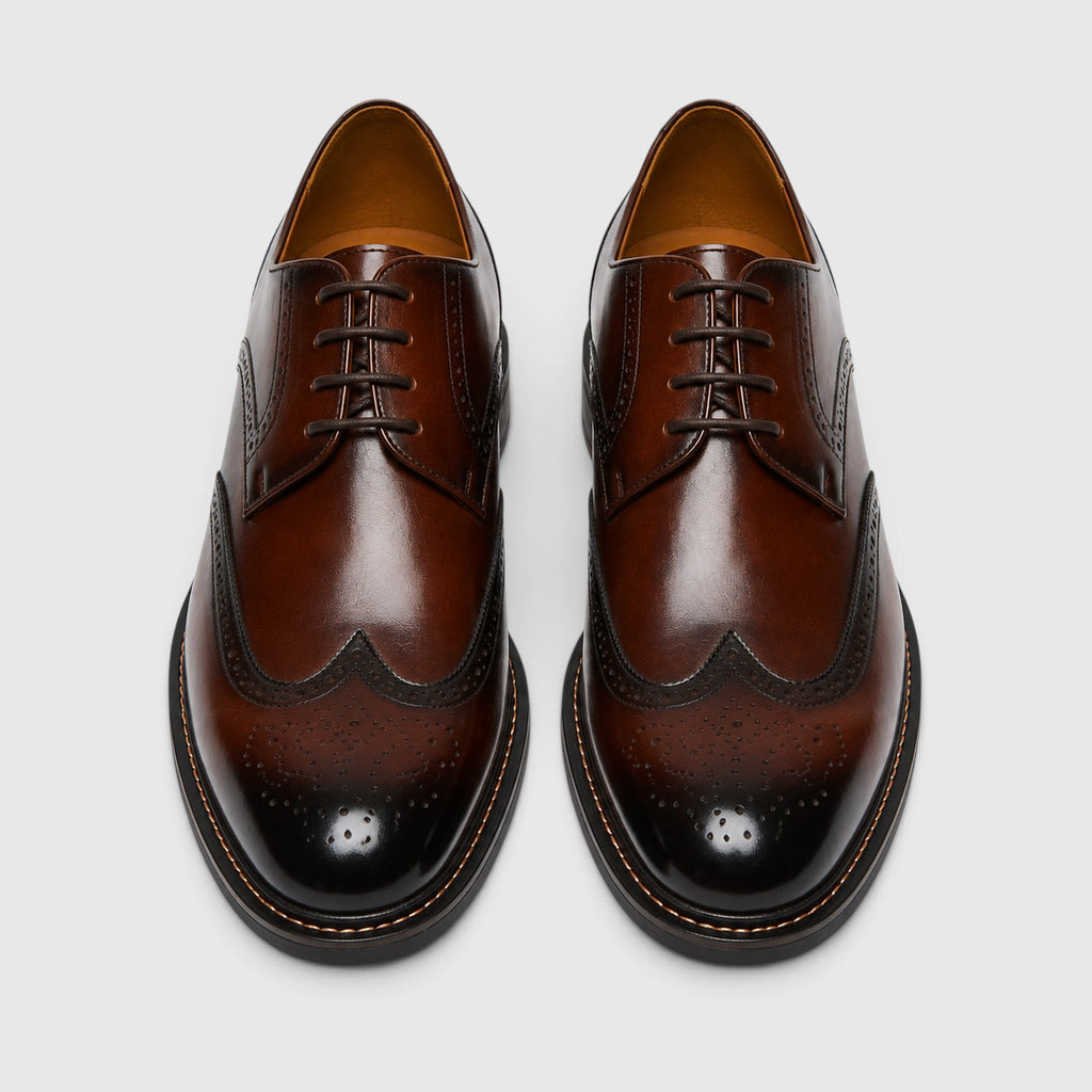 Monvaline | Men’s Wingtip Leather Brogue Shoes with Slip-Resistant Sole