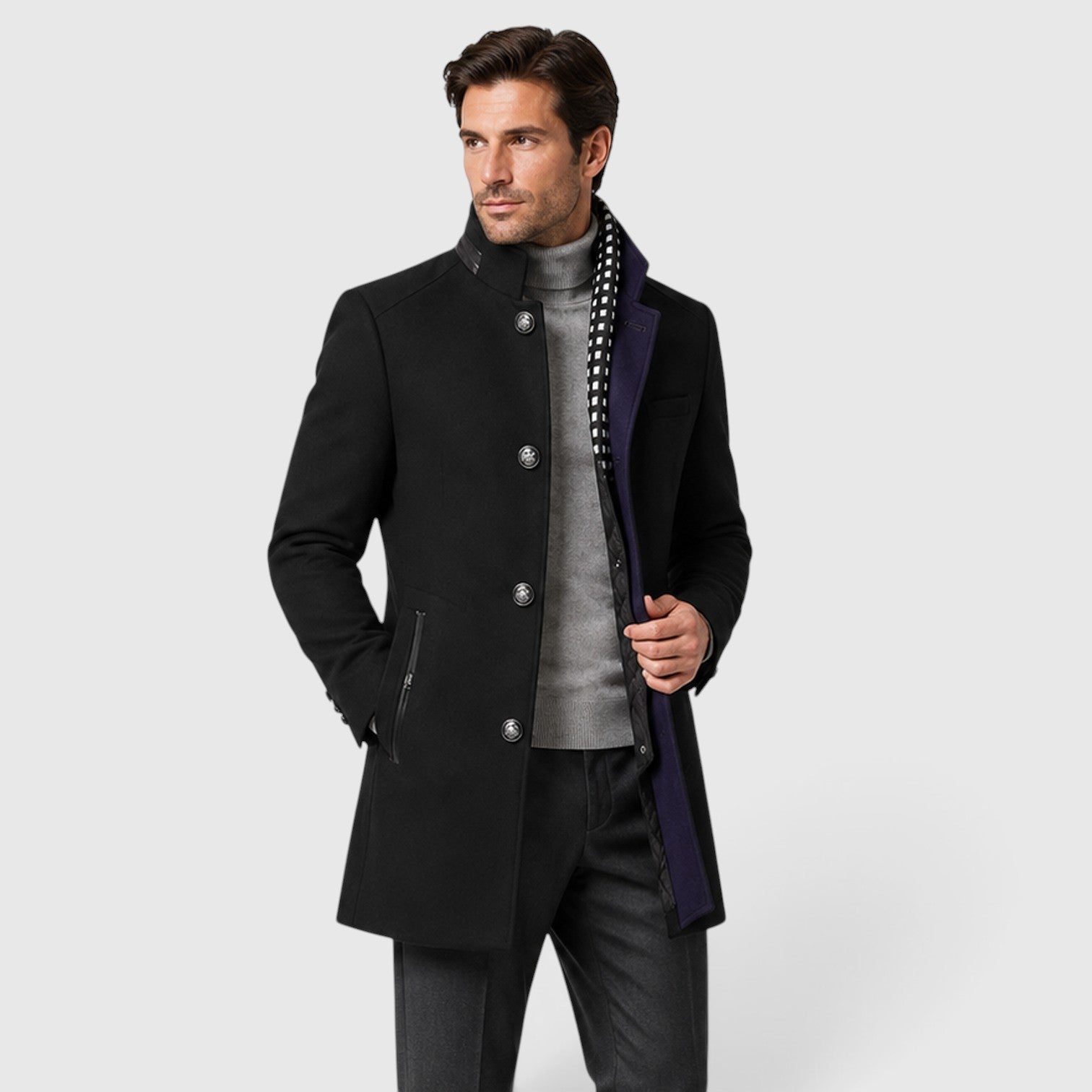 Monvaline | Men’s Wool Blend Pea Coat for Formal and Smart Casual Wear