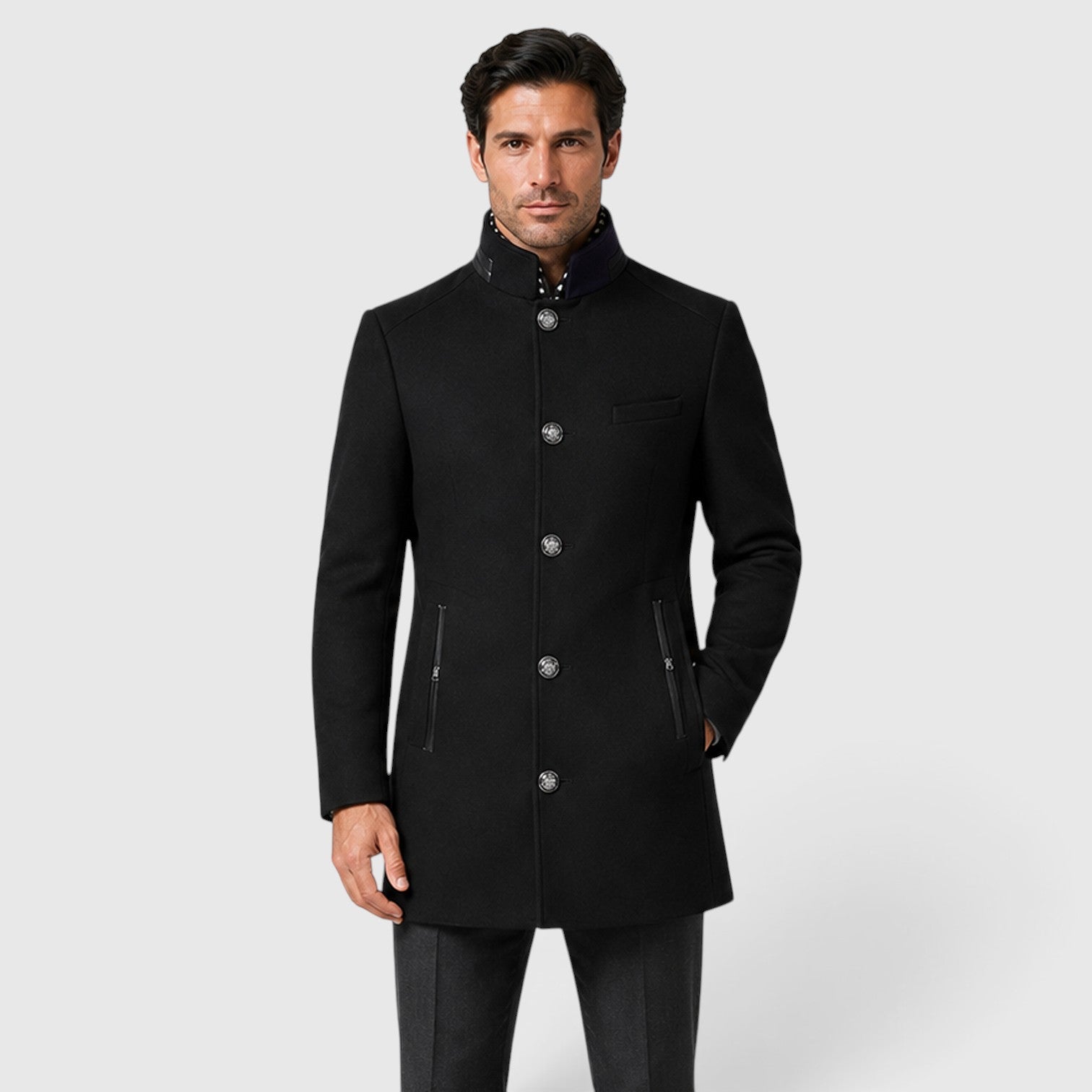 Monvaline | Men’s Wool Blend Pea Coat for Formal and Smart Casual Wear