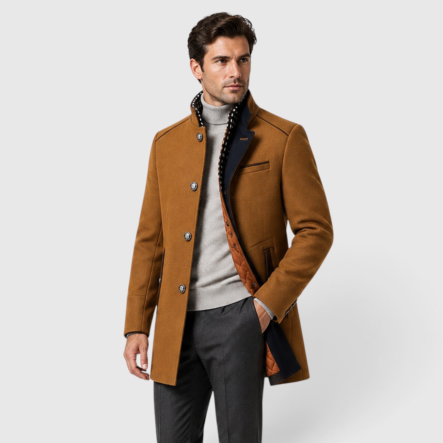 Monvaline | Men’s Wool Blend Pea Coat for Formal and Smart Casual Wear
