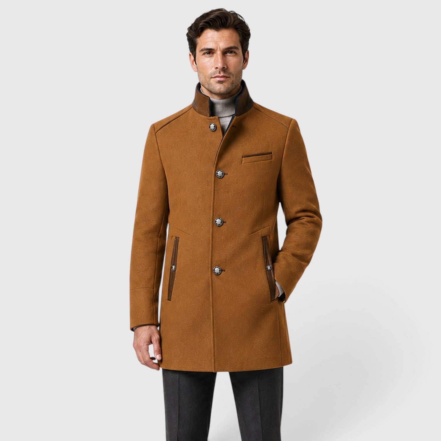 Monvaline | Men’s Wool Blend Pea Coat for Formal and Smart Casual Wear