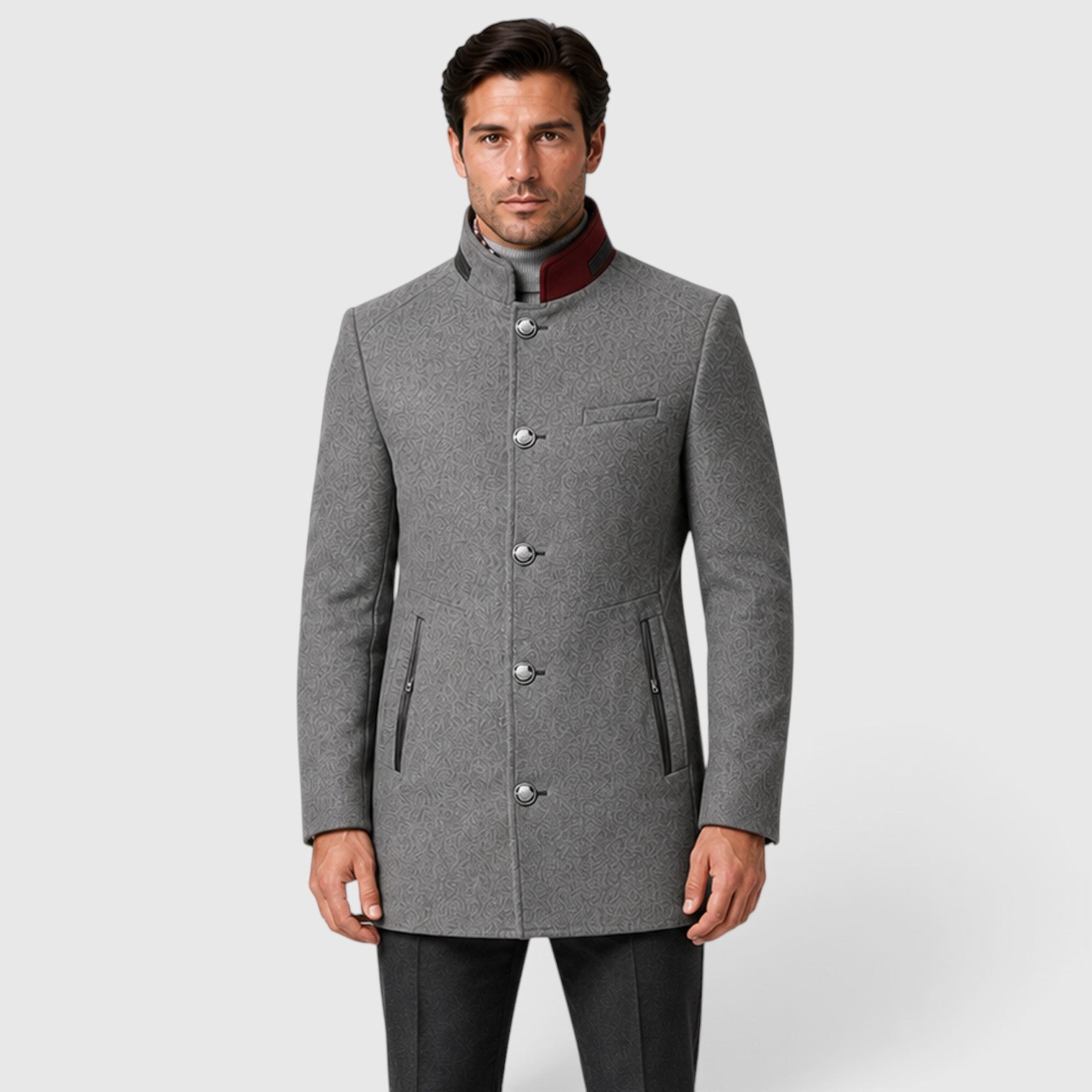 Monvaline | Men’s Wool Blend Pea Coat for Formal and Smart Casual Wear