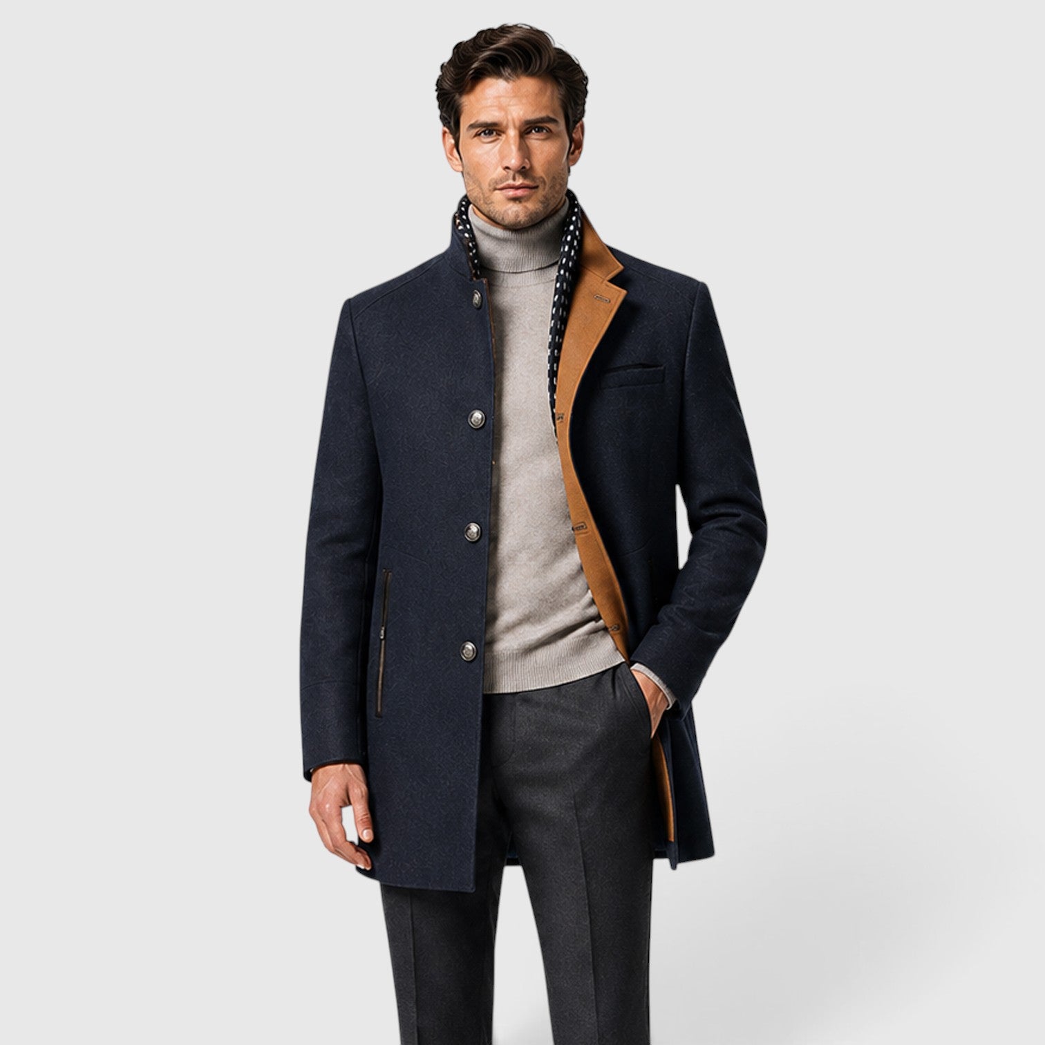 Monvaline | Men’s Wool Blend Pea Coat for Formal and Smart Casual Wear