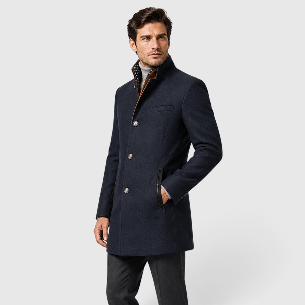 Monvaline | Men’s Wool Blend Pea Coat for Formal and Smart Casual Wear