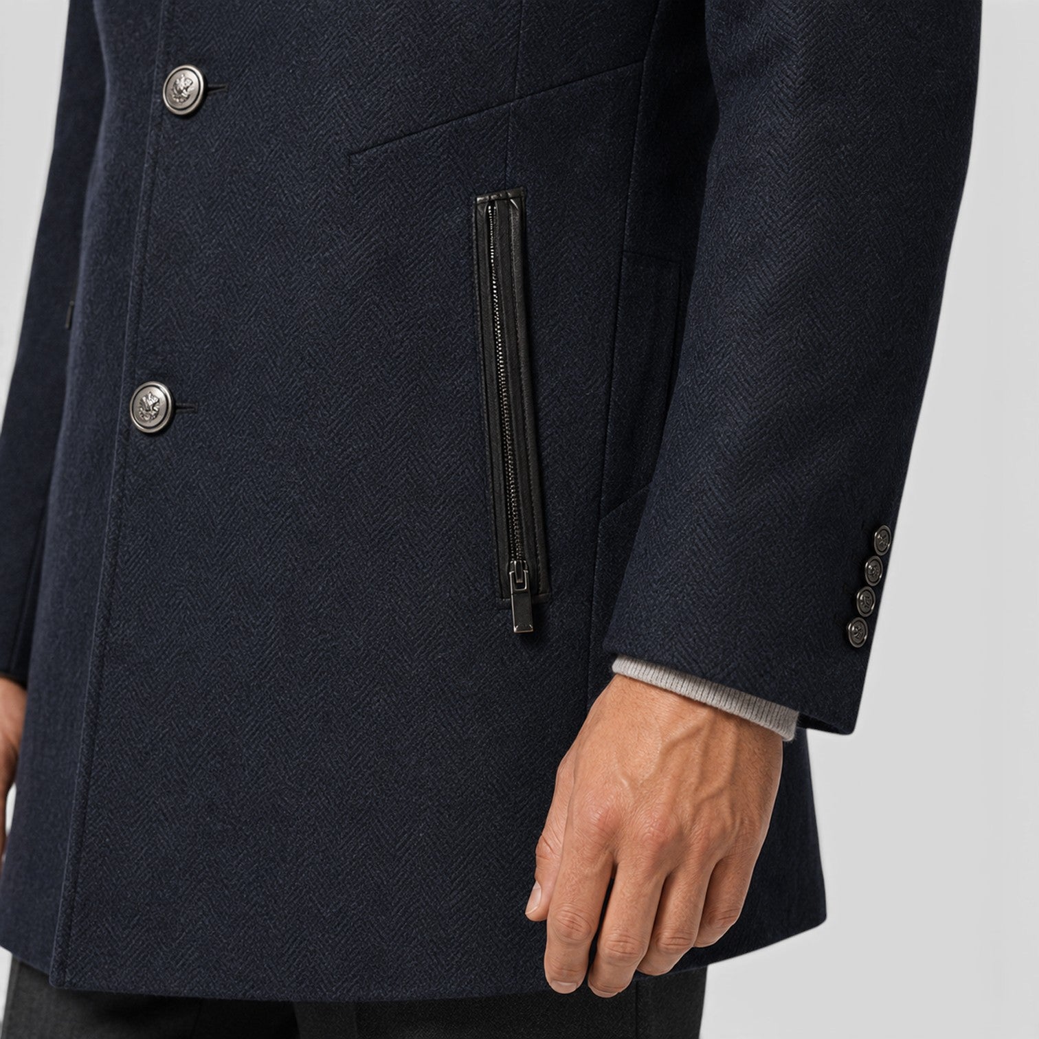 Monvaline | Men’s Wool Blend Pea Coat for Formal and Smart Casual Wear