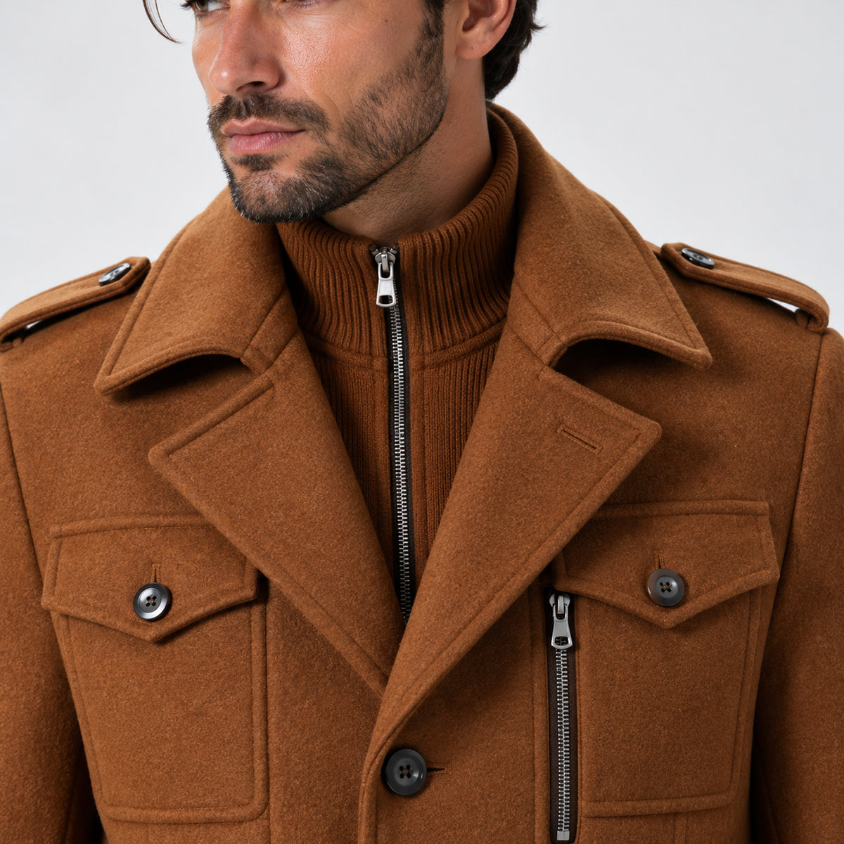 Monvaline | Men’s Wool Blend Winter Coat with Removable Inner Bib