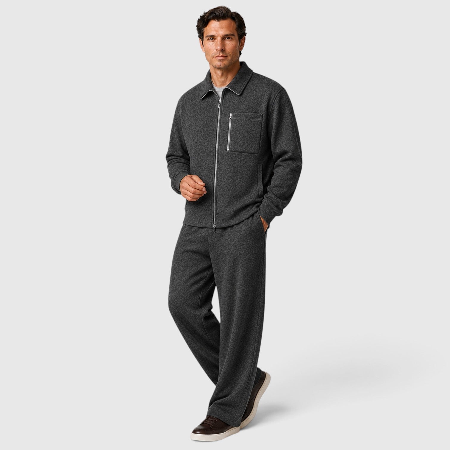 Monvaline | Men’s Zip Jacket & Trousers Two-Piece Set