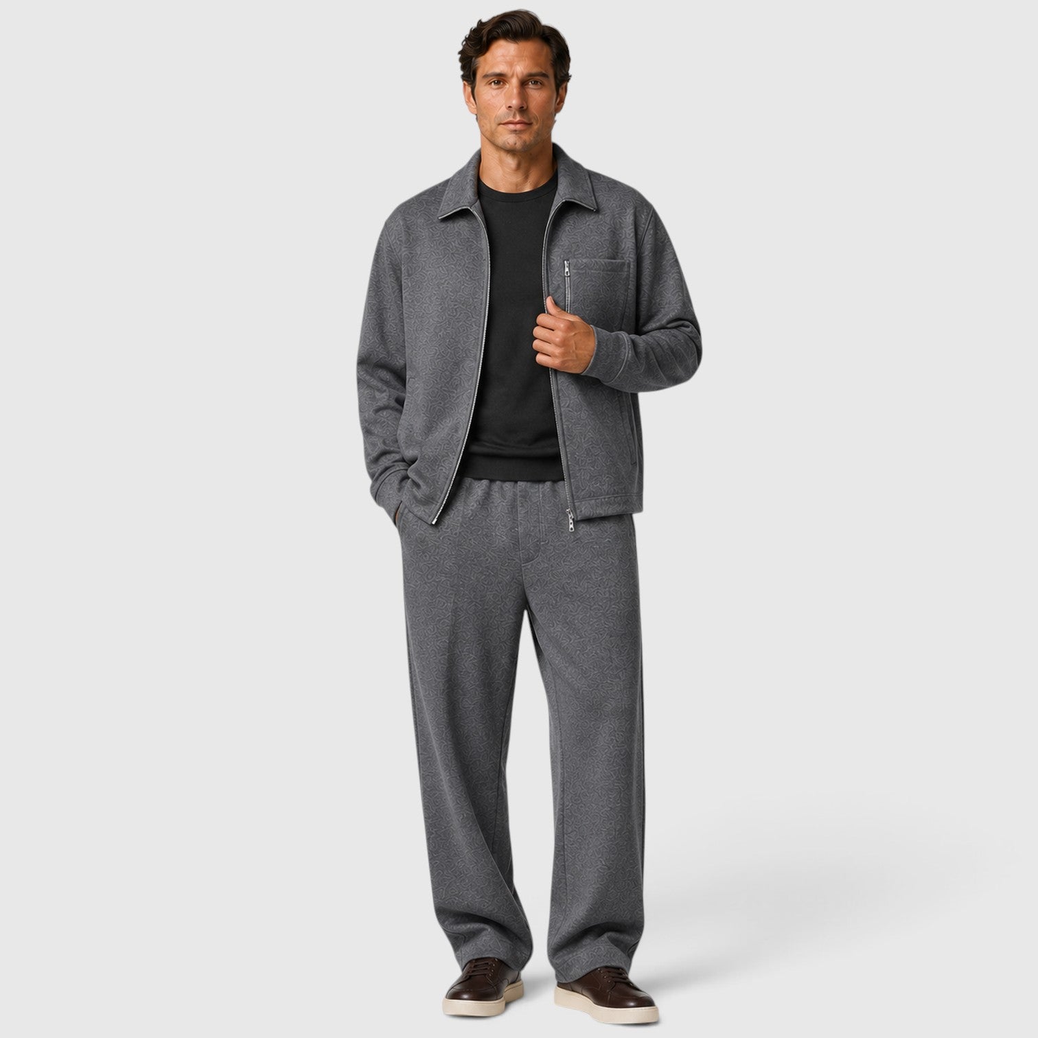 Monvaline | Men’s Zip Jacket & Trousers Two-Piece Set