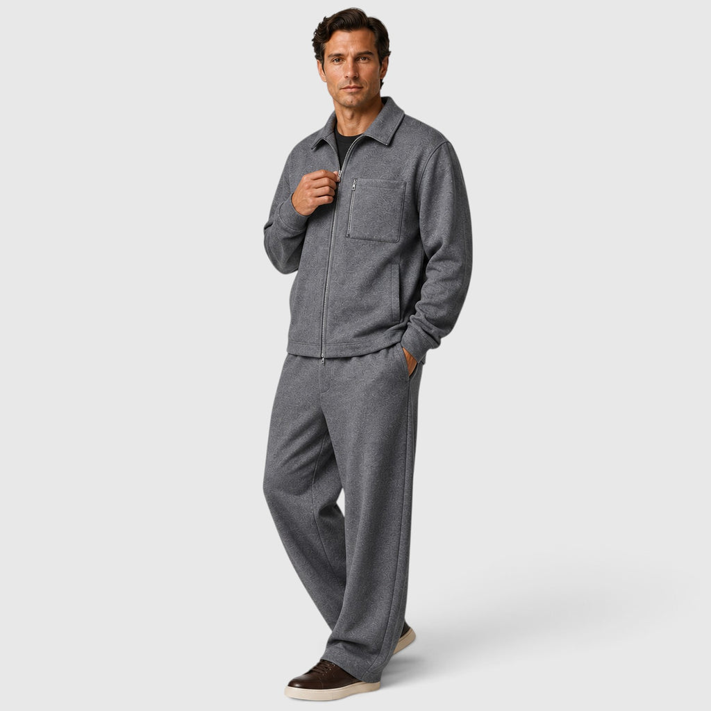 Monvaline | Men’s Zip Jacket & Trousers Two-Piece Set