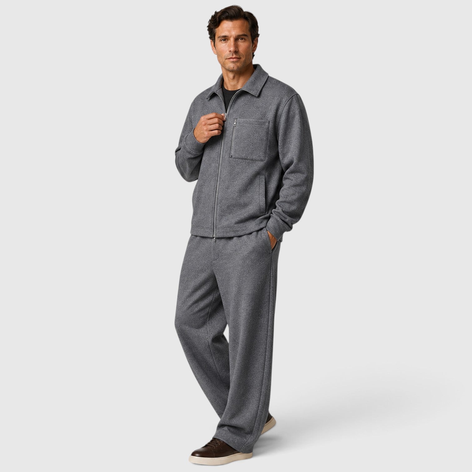 Monvaline | Men’s Zip Jacket & Trousers Two-Piece Set