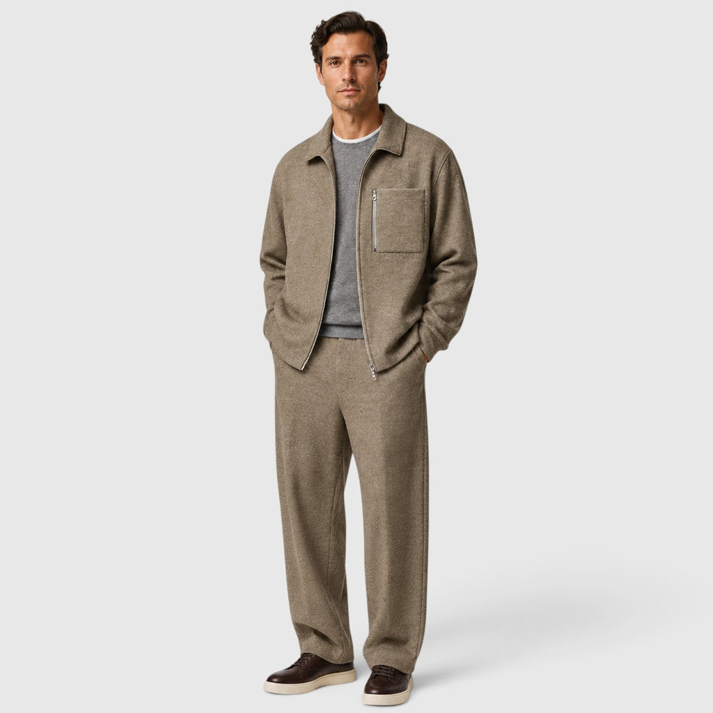 Monvaline | Men’s Zip Jacket & Trousers Two-Piece Set