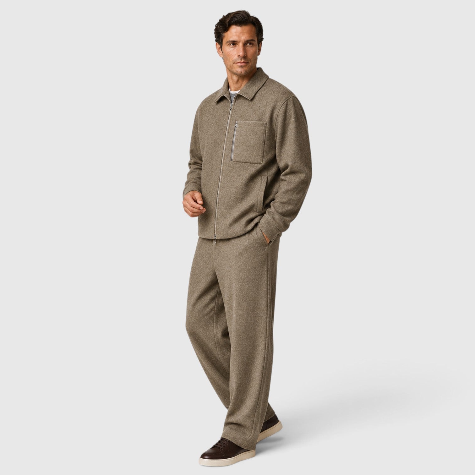 Monvaline | Men’s Zip Jacket & Trousers Two-Piece Set